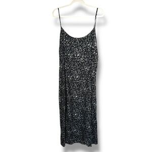 90s Y2K Black and White Ditzy Floral Maxi Dress Size 18